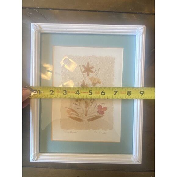 Vintage Framed Dried Wildflowers-Painted Over & Signed By Artist 1991 9x11 Frame - Picture 7 of 8